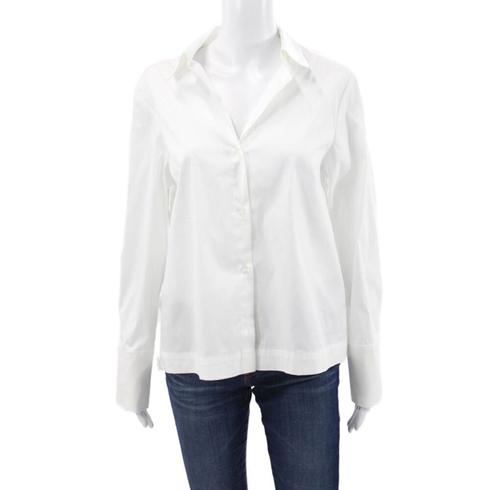 Waverly Grey Womens Floral Collared Long Sleeve Blouse White Size L